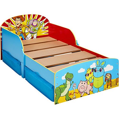 Kinderbett mit 2 Ablageboxen mit Klettverschluss, Disney Toy Story, 70 x 140 cm