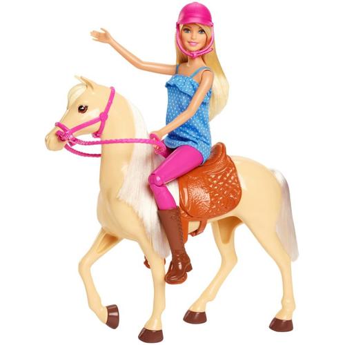 Barbie Pferd mit Puppe (blond), Anziehpuppe, Modepuppe, Pferde Spielzeug mehrfarbig