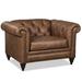 Club Chair - Westland and Birch Wonson 52" Wide Tufted Top Grain Leather Club Chair Leather/Genuine Leather in Brown | 34 H x 52 W x 39 D in | Wayfair