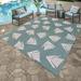 Gray/Green 94 x 0.25 in Area Rug - Gertmenian Paseo Bateau Nautical Sailboat Aqua Teal/Gray Flatweave Indoor/Outdoor Area Rug Polypropylene | Wayfair