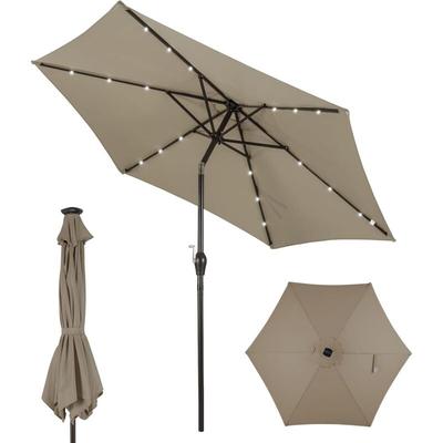 Sonnenschirm 2,7M led Ampelschirm Gartenschirm Kurbelschirm Strandschirm Garten Schirm Braun Image