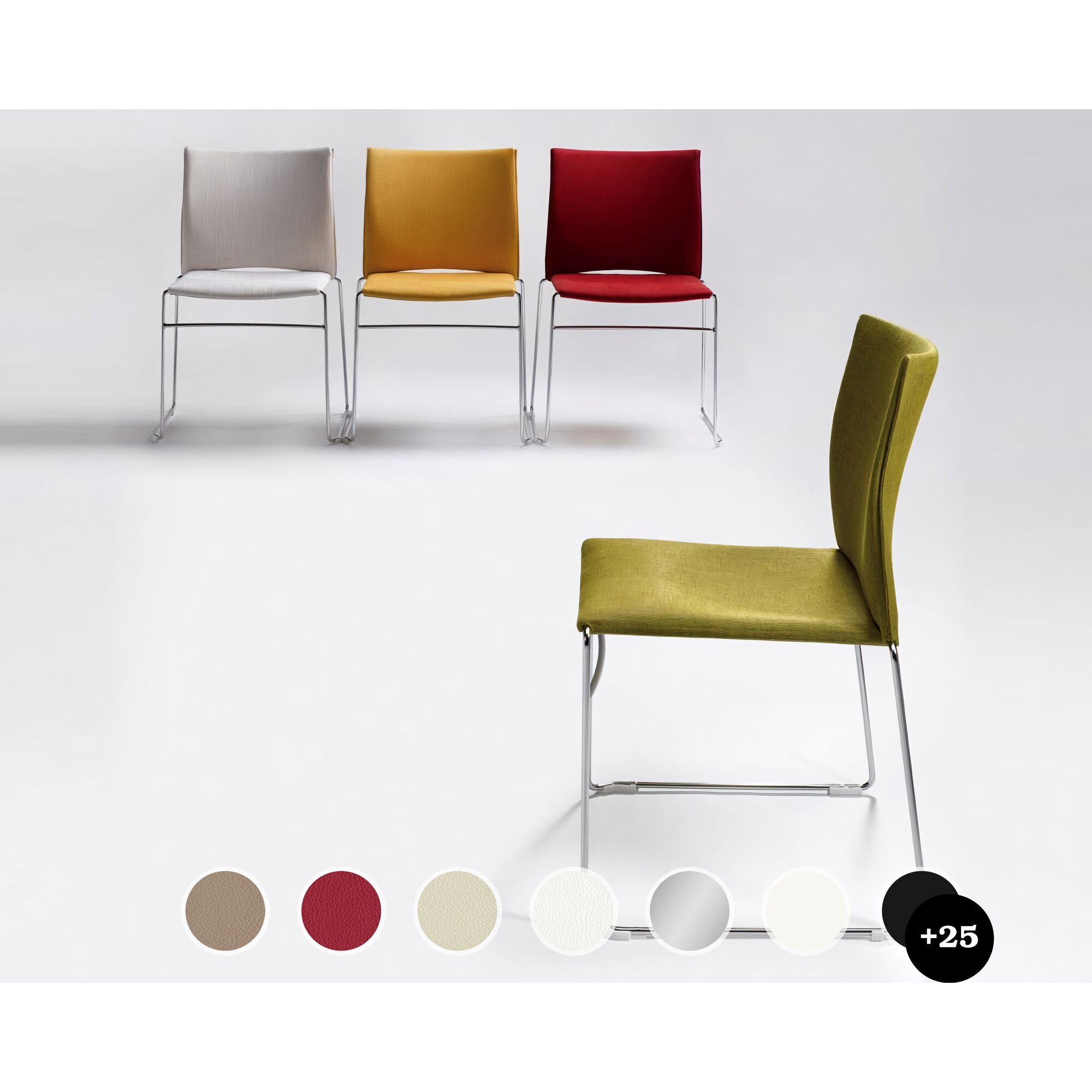 infiniti »WEB« Designer-Stuhl AC01 verchromt / Stoff Flash 300