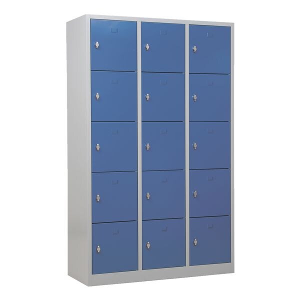 Gürkan Schließfachschrank 3x 5 Fächer grau, 119x190x45 cm