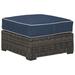 Signature Design Grasson Lane Ottoman with Cushion in Brown/Blue - Ashley Furniture P783-814