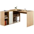 Bureau d'angle carmen table avec meuble de rangement intégré 4 étagères 1 porte et 1 tiroir, décor