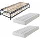 Lit gigogne métal + matelas 80x190 - 20 lattes bois - Gain de place - Made in France - Gris