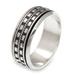 Long Journey,'Hand Crafted Sterling Silver Spinner Meditation Ring for Men'