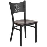 Flash Furniture Coffee Back Metal Restaurant Chair with Walnut Wood Seat - XU-DG-60099-COF-WALW-GG