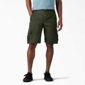Dickies Men's Flex Relaxed Fit Duck Cargo Shorts, 11" - Stonewashed Olive Green Size 30 (DX902)