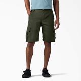 Dickies Men's Flex Relaxed Fit Duck Cargo Shorts, 11" - Stonewashed Olive Green Size 30 (DX902)