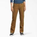 Dickies Women's Flex Relaxed Fit Duck Carpenter Pants - Rinsed Brown Size 12 (FD2500)