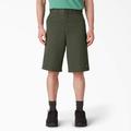 Dickies Men's Loose Fit Flat Front Work Shorts, 13" - Olive Green Size 32 (42283)