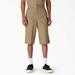 Dickies Men's Big & Tall Loose Fit Multi-Use Pocket Work Shorts, 15" - Khaki Size 48 (41283)