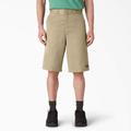 Dickies Men's Loose Fit Flat Front Work Shorts, 13" - Khaki Size 34 (42283)