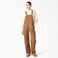 Dickies Women's Relaxed Fit Bib Overalls - Rinsed Brown Duck Size XS (FB206)