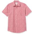 Amazon Essentials Herren Kurzärmeliges Hemd aus Popeline, Normale Passform, Verwaschenes Rot Rosen, XL