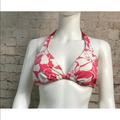 Athleta Swim | Athleta Bikini Top D Cup Halter Tie Pink Print | Color: Pink/White | Size: D
