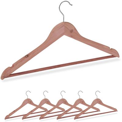 Kleiderbügel Zedernholz, 6 Stück, Mottenschutz im Kleiderschrank, edles Design, eingekerbt, b: 44 Image