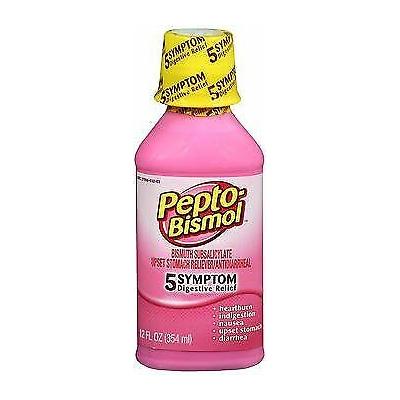 Pepto-bismol 5 Symptom Digestive Relief Upset Stomach Reliever 12 Oz (pack Of 5)