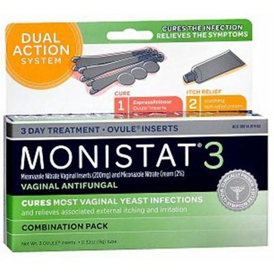 MONISTAT 3 Vaginal Antifungal, Ovule Inserts 3 ea (Pack of 3)