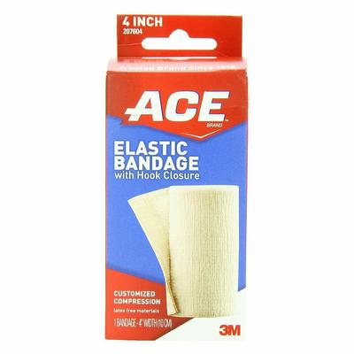 Ace Elastic Bandage With Hook Closure, 4 Inches - 1 Count (Pack Of 6)