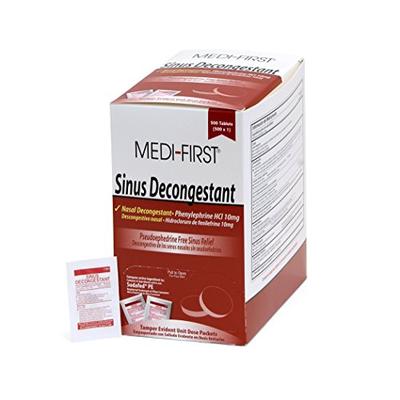 Medi-First Sinus Decongestant, Nasal Decongestion Pills - 1 Box of 500 Tablets