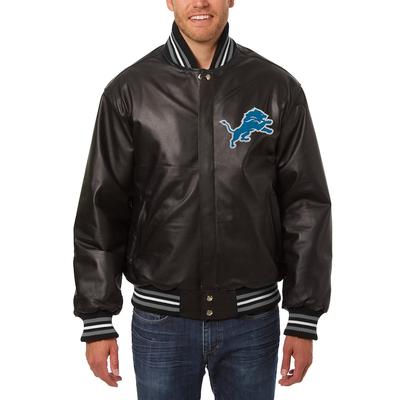 Detroit Lions JH Design Leather Full-Snap Jacket - Black