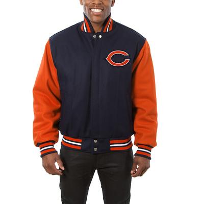 "JH Design Chicago Bears Navy/Orange Big & Tall Wool Full-Snap Jacket"