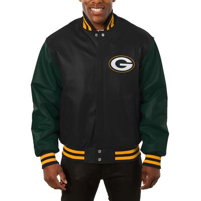 Green Bay Packers JH Design Leather Full-Snap Jacket - Black