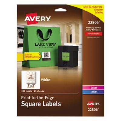 Avery 22806 Easy Peel 2" x 2" White Square Print-to-the-Edge Labels - 300/Pack