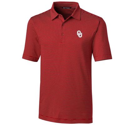 "Cutter & Buck Oklahoma Sooners Red Big Tall Forge Pencil Stripe Polo"