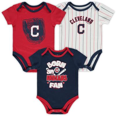 "Cleveland Indians Newborn & Infant Navy/Red/White Future Number One 3-Pack Bodysuit Set"