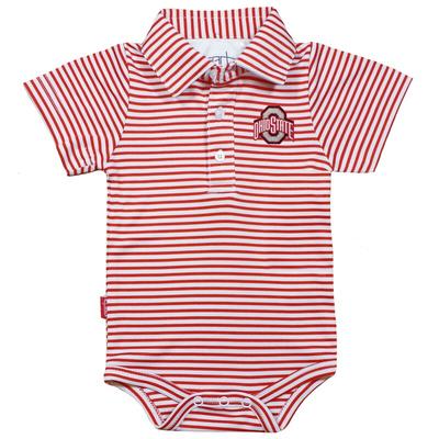 Ohio State Buckeyes Garb Infant Carson Striped Short Sleeve Bodysuit - Scarlet/White