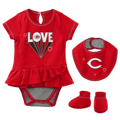 "Girls Newborn & Infant Red Cincinnati Reds Play Your Best Bodysuit, Bib Booties Set"