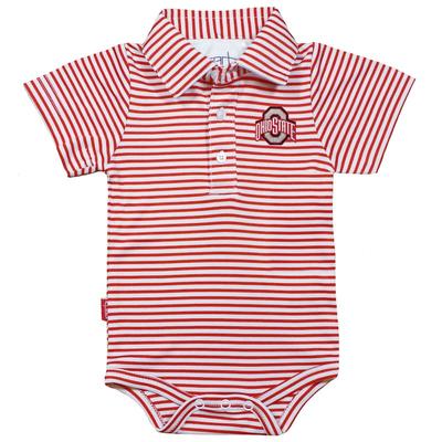 "Garb Ohio State Buckeyes Infant Scarlet/White Carson Striped Short Sleeve Bodysuit"