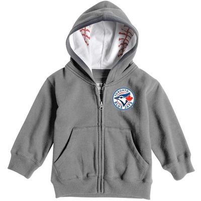 Infant Soft as a Grape Heathered Gray Toronto Blue Jays Baseball Print Full-Zip Hoodie, Infant Boy's