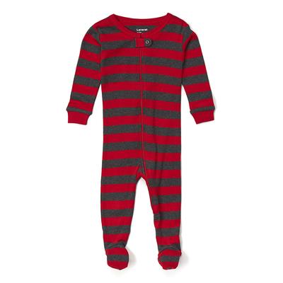 Leveret Footies - Red & Gray Stripe Footie - Newborn, Infant, Toddler & Kids