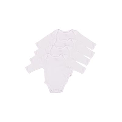 Leveret Solid Long Sleeve Bodysuit - Pack Of 4 (Baby Girl) White At Nordstrom Rack