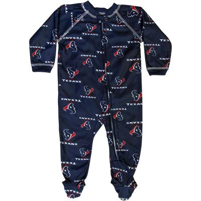 Houston Texans Newborn Full Zip Raglan Coverall - Navy Blue, Infant Boy's, Size: 0-3 Months, TXS Blu