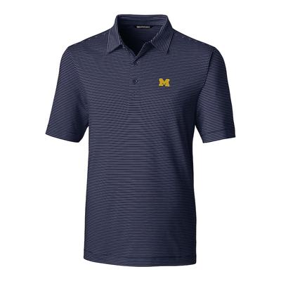 Michigan Wolverines Cutter & Buck Forge Pencil Stripe Polo - Navy