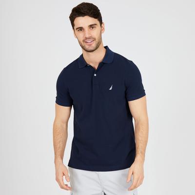 Nautica Men's Slim Fit Short Sleeve Solid Cotton Pique Polo Shirt (Large, Navy)