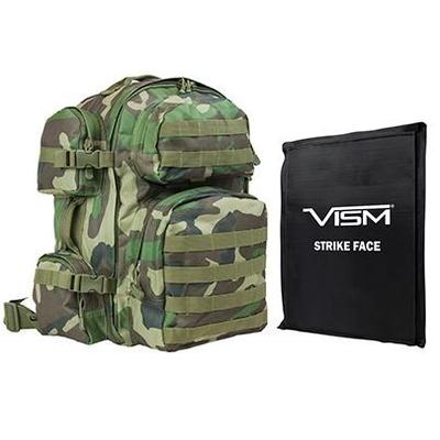 "VISM Series Tactical Backpack With Ballistic Soft Panel-Rectangle Cut 10in X12in Woodland Camo"