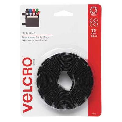 VELCRO BRAND 90089 5/8" Dia. Hook-and-Loop Black Sticky-Back Dots, 75 pk.