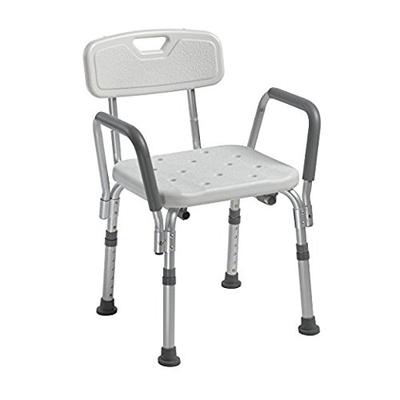 Drive Medical Knock Down Bath Bench with Back and Padded Arms, White