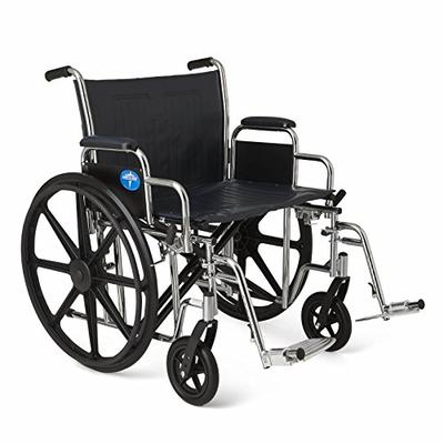 Medline Excel Extra-Wide Wheelchair, 22" Wide Seat, Desk-Length Removable Arms, Swing Away Footrests
