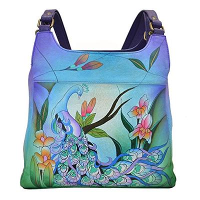 Anna by Anuschka Satchel Handbag | Genuine Leather | Midnight Peacock