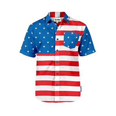 Men's Tropical American Flag Aloha Shirt: Small