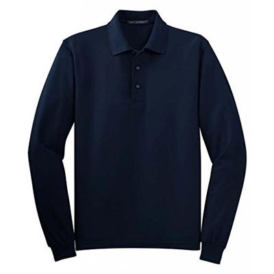 Port Authority Men's Long Sleeve Silk Touch Polo. XL Navy