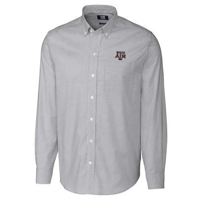 "Cutter & Buck Texas A&M Aggies Charcoal Big Tall Stretch Oxford Stripe Long Sleeve Button Down Shir