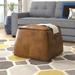 Wade Logan Mucella 21" Wide Faux Leather Square Pouf Ottoman Faux Leather/Scratch/Tear Resistant | 16.5 H x 21 W x 21 D in | Wayfair